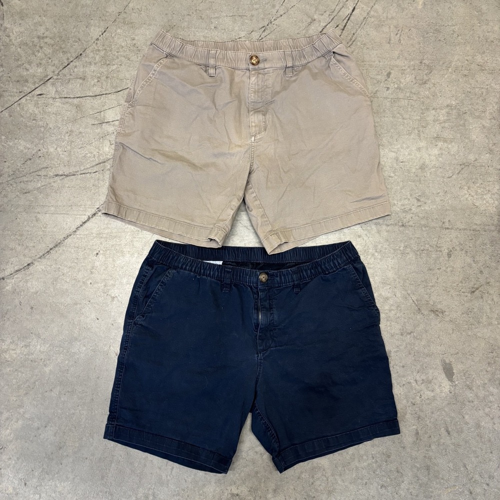 Chubbies Shorts Men's Large Blue Tan Chino Elastic Waist 5.5" Inseam Lot (2)